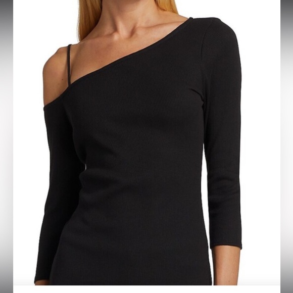 Theory Tops - Theory Black Women’s Off-The-Shoulder Ribbed Top asymmetrical size XL